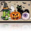 Ceenna Halloween Door Mat Outdoor 27.6 x 15.7 Inch Halloween Front Door Welcome Mat Boo Pumpkin Trick or Treat Rug Spooky Ghost Decorative Doormat for Indoor Outdoor Home Kitchen Bath(Trick or Treat)