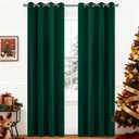 Yakamok Dark Green Blackout Curtains for Bedroom, Room Darkening Thermal Insulated Grommet Window Curtains, Light Blocking Blackout Drapes for Living Room,52Wx84L inch,2 Panels