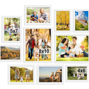 BESCRCL 10 Pack Picture Frames Collage Wall Decor, Gallery Wall Frame Set for Tabletop or Wall Mounting Display, Multi Size with Two 8x10, Four 5x7, and Four 4x6 Photo Frames, White
