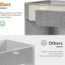 Large Storage Baskets with Clear Window, See Through Closet Organizer with PU Handles, Linen Foldable Storage Bins for Organizing Clothes, Toys, Books (Gray) (Large-14.9"x9.8"x9.8")