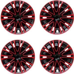 Hubcap Wheel Cover Replacement R15 Hub Caps Universal-Fit Steel Wheel Rim Cover ABS Material Exterior Accessories for Car Truck SUV -Set of 415-inchRed-Black