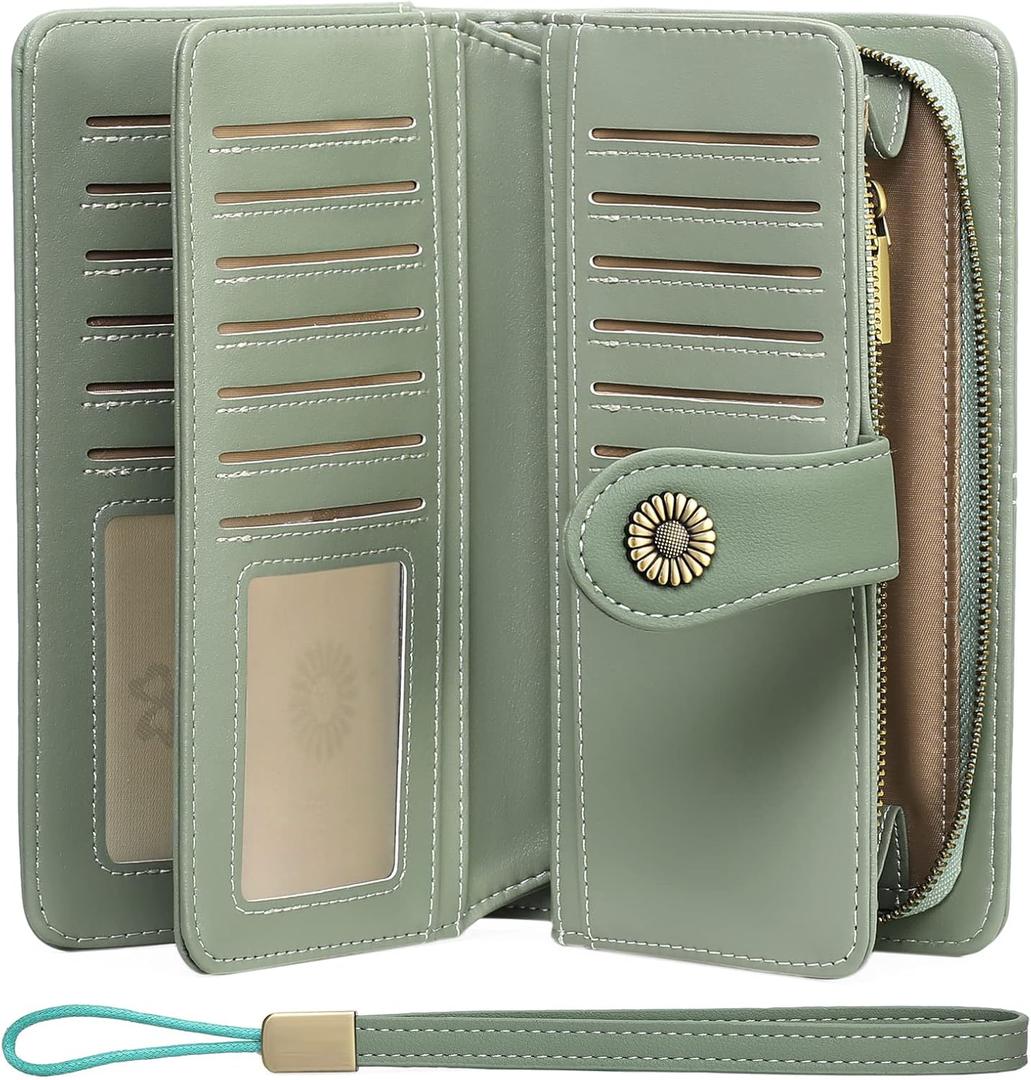 FALAN MULE Wallets for Women Trifold Wristlet Wallets Large Capacity RFID Blocking Ladies Purse Credit Card Holder