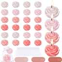 Treela 24 Set Flower Candles Wedding Favor for Guests Mini Pink Champagne Rose Shaped Tealight Candles for Return Gift Wedding Birthday Bridal Shower Housewarming Party