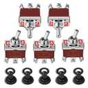 5Pack Toggle Switch, 6 Pin ON-Off-ON 12V DC 30A/250V AC 15A DPDT Marine Waterproof Toggle Switch with Boot Cap Cover, Switch for Car Auto Boat