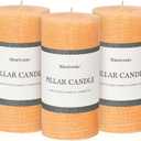 3x6 Inch Yellow Pillar Candles - Set of 3, Unscented, Large, Smokeless Dripless Candles for Dinner Table Decor, Home Rustic Decor, Fall Centerpieces