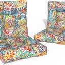 Outdoor Chair Cushions, Tufted Back Patio Furniture Cushions Set of 2, Water Repellent Wicker High Back Chair Cushion for Home Garden Lounge Deep Chairs, 42x21x4 Inch, Paisley Multi
