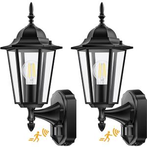 Lamomo 2 Pack Motion Sensor Outdoor Lights, Upgrade Dusk to Dawn Exterior Light Fixture Wall Mounted, 100% Anti-Rust Aluminum Waterproof Porch Lights for Patio Front Door Garage