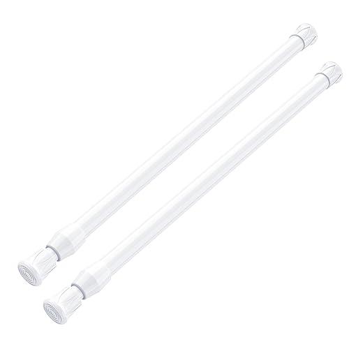 MEXAU White Tension Curtain Rod 16.5-28 inch Spring Tension Rod Curtain Rod Adjustable Spring Rod Extendable Tension Rod for Kitchen, Bathroom, Window, Closet.