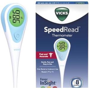 Vicks SpeedRead Digital Thermometer for Baby, Kids & Adults, Color-Coded Readings, Oral, Baby Rectal Thermometer or Under The Arm, Water Resistant 3 Pack