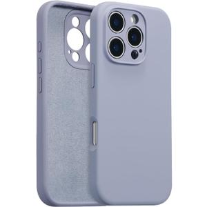 UCASONG for iPhone 14 Pro Case Silicone,with [Full Camera Protection][Soft Anti-Scratch Microfiber Lining],Liquid Silicone Ultra Slim Shockproof Phone Case for Men Women Girls-Lavender Gray