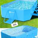 StarOcean 2026 Foldable Pool, Large Non-Inflatable Swimming Pool for Kids,Adult Collapsible Pools Hard Plastic Shell, Oversized Thickened,Portable Folding Kids Pools for Backyard 89"x48"x20"-Dark Blue