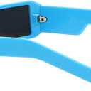 TYA Oversized Wrap Around Sunglasses for Women Men, Futuristic Rave Curved Lens Shades, Fashion Trendy Shield Sun Glasses (Small Blue Frame - Black Lens)