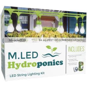 Miracle LED Hydroponics LED Indoor Grow Light Kit - Includes 4 Ultra Grow Full Spectrum 150W Replacement Grow Light Bulbs & 1 4-Socket Corded Fixture with SproutMatic Grow Light Timer (2-Pack)