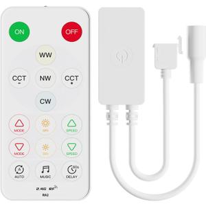 PAUTIX CCT LED Controller Kit SP642E,iOS/Andriod App Control 2.4G RF Wireless Remote Control,CCT LED Controller/Dimmer,for CCT LED Strip Light,with Timing Function,Music Mode,Group Control