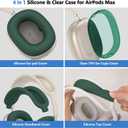for AirPods Max 2/1 Case Cover, Ear Pad Case Cover/Ear Cups Cover/Headband Cover for Apple AirPods Max 2&1 Headphones (2026/2024/2020), Clear TPU Transparent and Silicone Accessories case, Dark Green