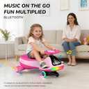 Umatoll 12V Electric Wiggle Car for Kids with Pedal, Display, Rechargeable Battery, LED Light, Bluetooth, Light-Up Wheels, Anti-Rollover, 2 Speeds, Ride on Toys, Birthday Gifts for Age 3+, 150Lbs, Small