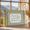 Vintage Gold Framed Christian Wall Art, Praise God From Whom All Blessings Flow Bible Verse Canvas Prints, Sage Green Scripture Painting Religious Wall Decor for Living Room Bedroom 16x24 Inch