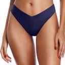 Zmart Women Cheeky Bikini Bottoms V Cut Swim Bottom High Cut Swimsuit Low Waist Low Rise Bathing Suit (Small)