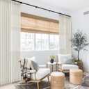 SHINELAND 120 Inch Curtains Extra Long,10 FT Length Linen Sheer Back Tab Hooks Track High Ceiling Curtains for Living Room,Cream (Natural)