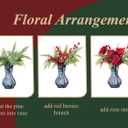 Artificial Flowers, Winter Flowers Artificial - Roses Bouquet with Berry and Pine Stems, 11 PCS Faux Flowers & Plants for Indoor Decoration, Artificial Flowers Bouquet for Holiday, 12 Inch