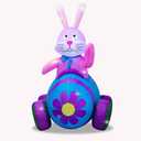 AJY 4Ft Easter Inflatables Bunny Decorations with LED LightsHappy Easter Bunny Blow Up Yard Indoor Outdoor Holiday Decor