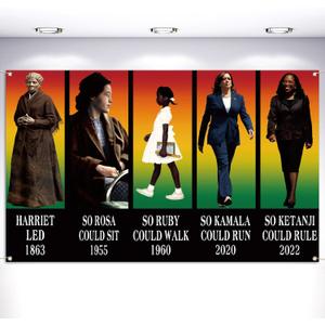 Vohado Black History Month Decorations Womens History Month Photo Booth Backdrop Juneteenth Heritage School Classroom Bulletin Board Decor (5.9x3.6ft)