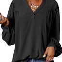 Dokotoo Womens Blouses Tops for Women Trendy V Neck Smocked Blouses for Women Dressy Casual Long Sleeve Shirts for Women (Small, Black)