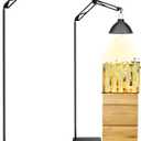 Queekay Reptile Heat LAMP Stand, Black Metal, Adjustable Height and Width, 5 Hanging Hooks, for Terrarium, Aquarium, Incubator, Cages, Suitable for Reptiles, Amphibians, Small Animals