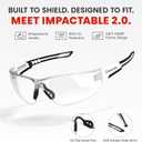 New Slim Fit Safety Pickleball Glasses, ANSI Z87.1 Scratch Resistant Antifog Lenses for Men and Women, Sport Goggles for Racquetball, Squash Ball (White/Black)