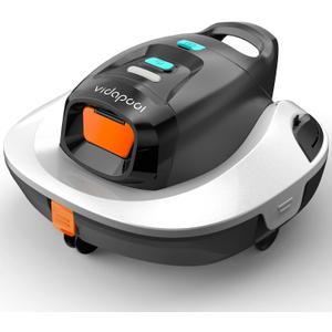 Robotic Pool Vacuum Cleaner,Portable Swimming Pool Vacuum Self-Parking Technology with LED Indicator,Ideal for Above Ground/Flat Pools up to 860 Sq.Ft,Lasts 90 Mins-White