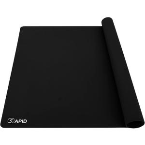 1.5MM Extra Thick Placemats Extra Large Silicone Mat 28" x 20" Heat Resistant Mat for Kitchen Countertop Protector, Washable Place Mats Silicone Mats for Kitchen Counter Mat Table Mat, Black, Sapid