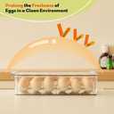 FreshKeeper Stackable Egg Holder for Fridge with Time Scale on Lid, Plastic Egg Organizer, Egg Container for Refrigerator 18 Slots (1PACK)