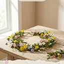 6FT Spring Flower Garland for Mantle, Wildflower Daisy Garland - Silk Floral Easter Garland for Wall Fireplace Bedroom Party Arch Table Centerpiece Home Indoor Outdoor Decor