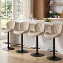 Bar Stools Set of 4, Fabric Adjustable Height Swivel Barstools