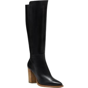 Juliet Holy Women's Knee High Boots Stacked Block Heel Pointed Toe Riding Boots (7.5, Black)