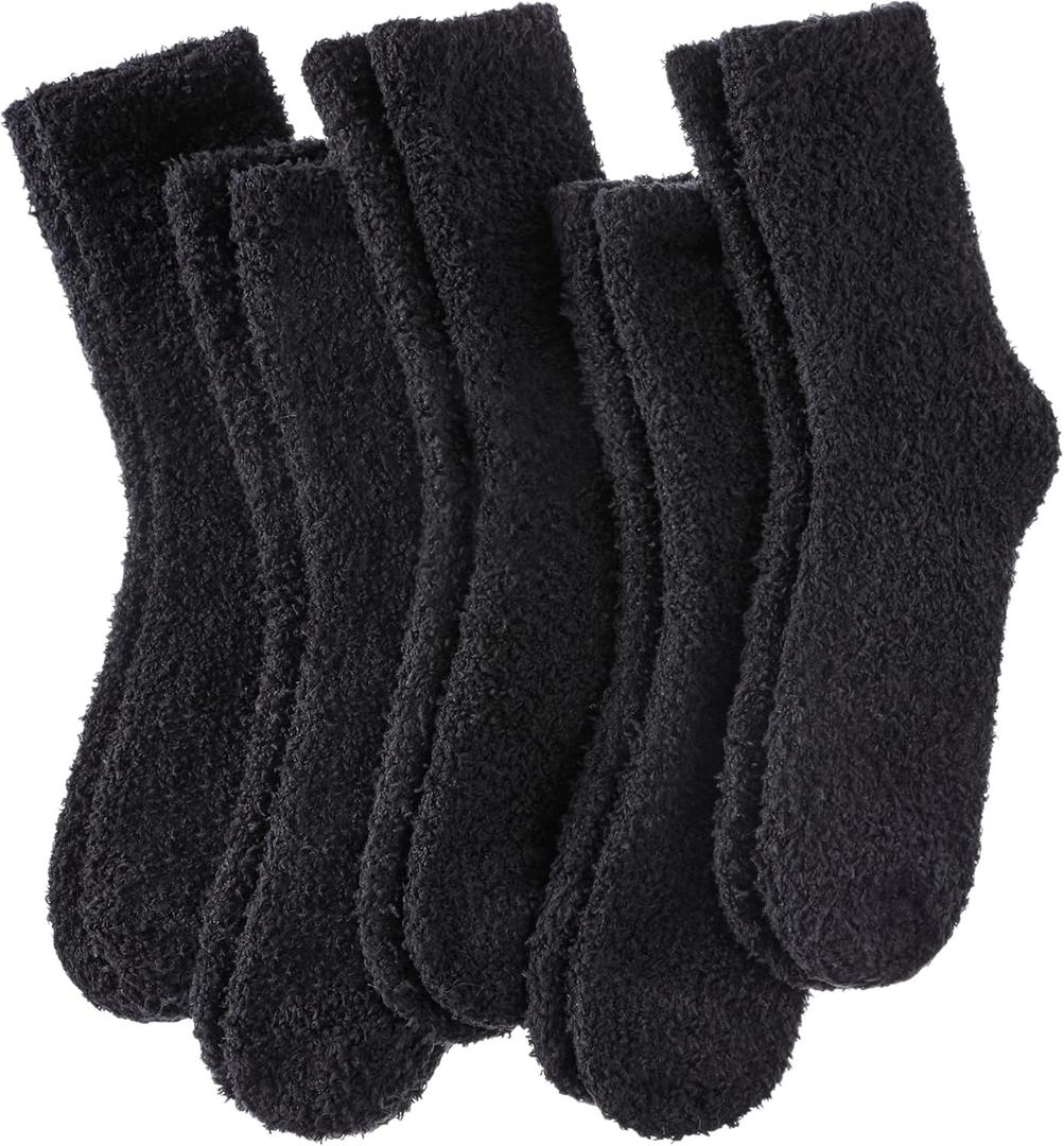 LINEMIN Womens Fuzzy Socks Cozy Fluffy Winter Warm Slipper Socks Microfiber Soft Home Sleeping Socks, One Size