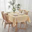 Maxmill Checkered Tablecloth Stain Resistant Waterproof and Wrinkle Resistant Washable Heavy Weight Table Cloth Gingham for Dining Room and Outdoor Use, Rectangle 60 x 120 Inch Yellow and White