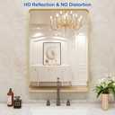 WEER Gold Bathroom Mirror, 22X30 Inch Brushed Gold Metal Frame Mirror, Rounded Rectangle Gold Bathroom Vanity Mirror for Wall, Tempered Glass, Anti-Rust, Hangs Horizontally or Vertically