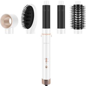IG INGLAM MegaAIR Styler, 5 in-1 Professional Interchange Hair Dryer Brush 110,000 RPM Brushless BLDC Motor Ionic Hot Air Volumizing and Shape, White