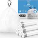 TIPGO Small Trash Bags Drawstring 2 Gallon, Pre-Cut Mini Garbage Bags for 2.0-2.6 Gallon Trash Bins, 120 Count (Code B)