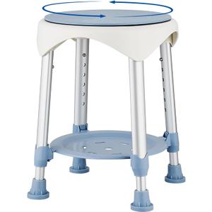 Shower Stool Chair for Inside Shower, Upgrade Small Corner Plastic Stool for Seniors Adult, 360 Swivel Shower Seat Stool for Bathroom, 6-Level Adjustable Height Bath Chair with Shelf