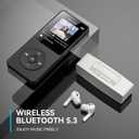AGPTEK A02 MP3 Player with Bluetooth 5.3, 1.8 inch Screen Portable Music Player with Speaker, FM Radio, Voice Recorder, Supports Expanded Up to 128GB(Black, 32GB)