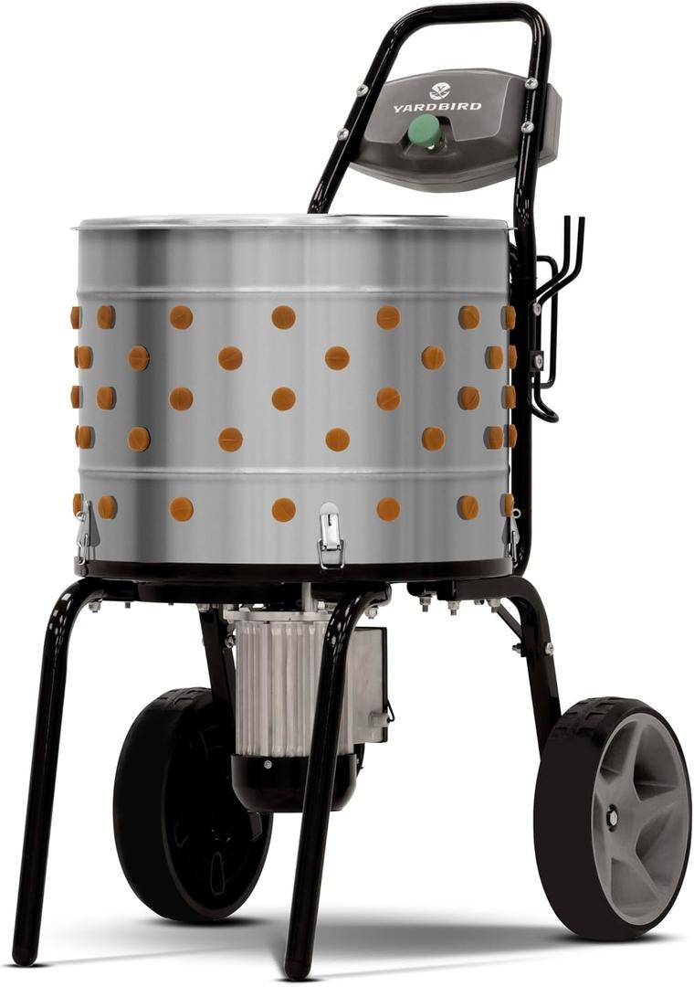 Yardbird 44204 Chicken Plucker, Easy On/Off Button, Integrated Hose and Cord Hooks, 20" Stainless Steel Tub, 1.2 HP Motor, 111 Natural Soft Fingers, Integrated Irrigation Ring and Included Y-Valve