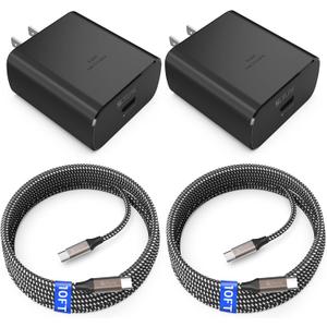 Super Fast Charger USB C, 2-Pack Type-C Super Fast Charger Wall Charging Block with 2X 10FT Cable for Samsung Galaxy S26 Ultra/S26/S25+/S25 Ultra/S24+/S23/S22/S20,Note 10/20, Tab S9...