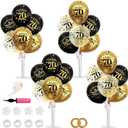 TONIFUL 4 Set Black Gold Balloon Stand Kit for Birthday Decorations for 70th,Balloon Centerpieces for Table Party Decorations Cheers to 70 Years Old Birthday for Men and Women