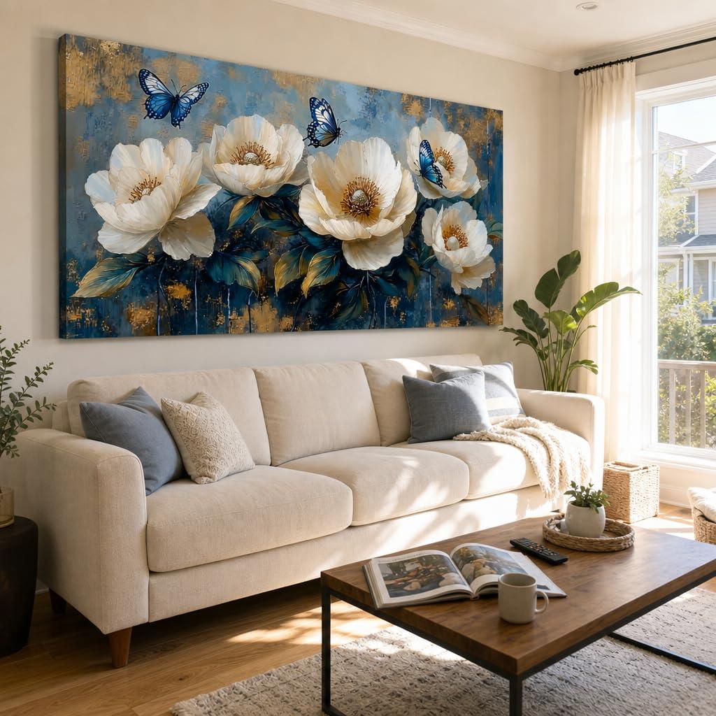 Huaaliunn Flowers Canvas Wall Art, Large 20"x40" (50CMx100CM)