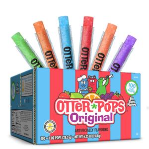 Otter Pops, Original Assorted Freezer Pops, 1oz Freeze Pops in Six Zippy Flavors, 100 Count, (85100) (EXP 03/31/28)