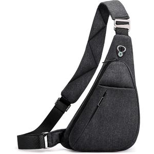 Crossbody Bag Anti-Theft Lightweight Casual Shoulder Backpack Sling Chest Bag Belt Rucksack for Travel Bicycle Sport (Dark Grey Right Hand)
