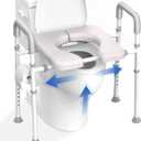 Raised Toilet Seat with Handles - Width & Height Adjustable Toilet Seat Risers for Seniors, Heavy Duty Handicap Toilet Riser, Fit Any Toilet, Up to 400lbs
