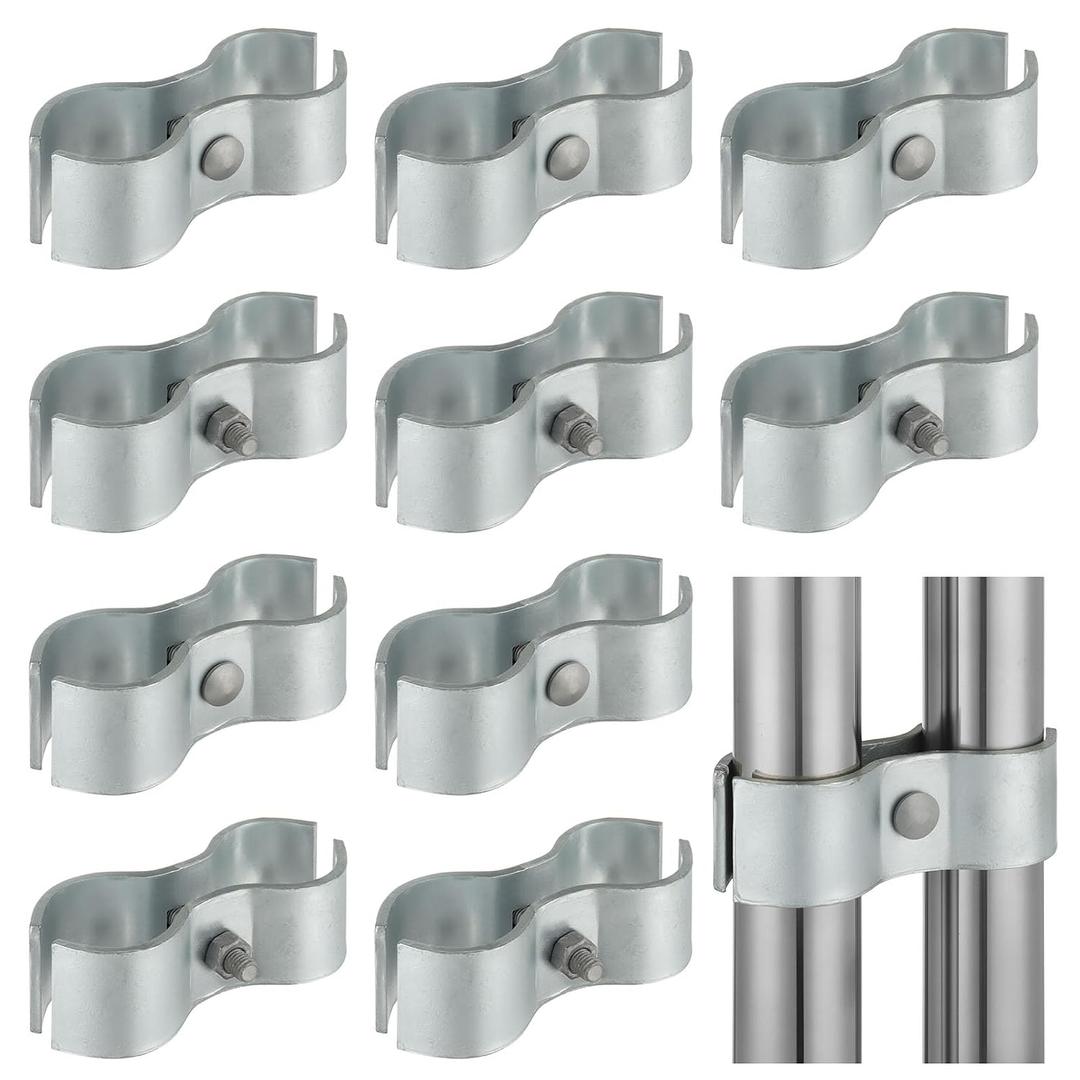 10 Sets Chain Link Fence Panel Clamps, 1-5/8 inch Galvanized Dog Kennel Clamps for OD Round Pipe, Chain Link Fence Hardware